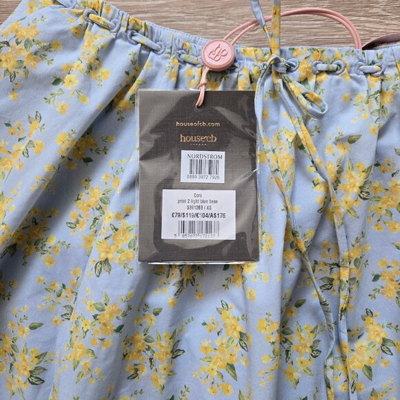 House of Cb Cora Gathered Lace-Up Skirt with Pockets Blue Size XS New With Tags - Picture 11 of 17